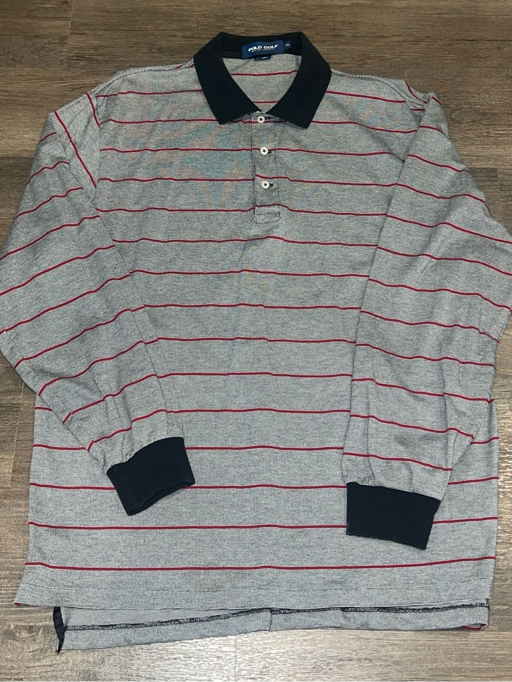 Polo Ralph Lauren golf black collar Polo with Gray and Red Stripe Body